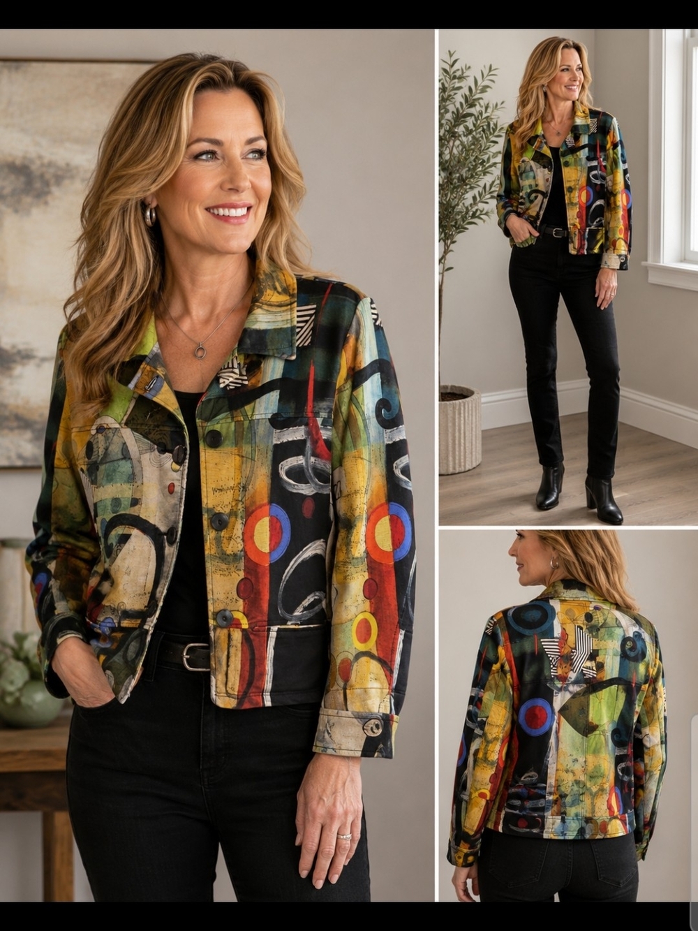 Dolcezza Colourful Abstract Print Jacket